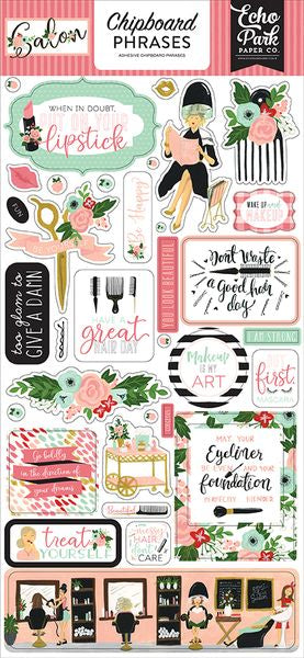 Echo Park Paper  Salon 6x13 Chipboard Phrases