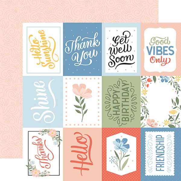 Echo Park Salutations No. 1 3x4 Journaling Cards 12x12 DS Paper (1 Sheet)