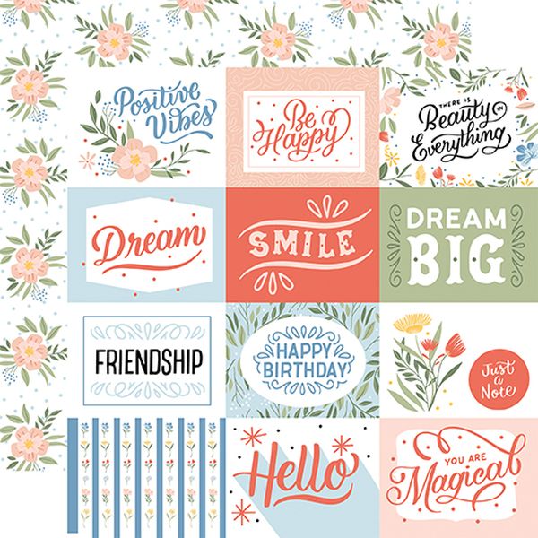 Echo Park Salutations No. 1 4x3 Journaling Cards 12x12 DS Paper (1 Sheet)