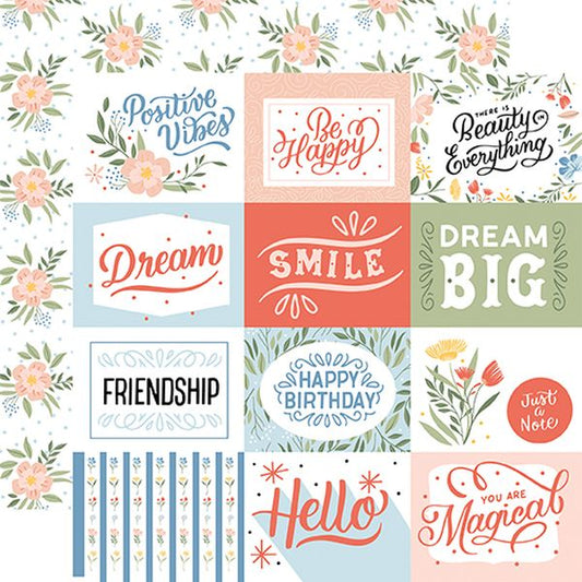 Echo Park Salutations No. 1 4x3 Journaling Cards 12x12 DS Paper (1 Sheet)