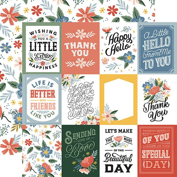 Echo Park Salutations No. 2 3x4 Journaling Cards DS 12x12 DS Paper (1 Sheet)