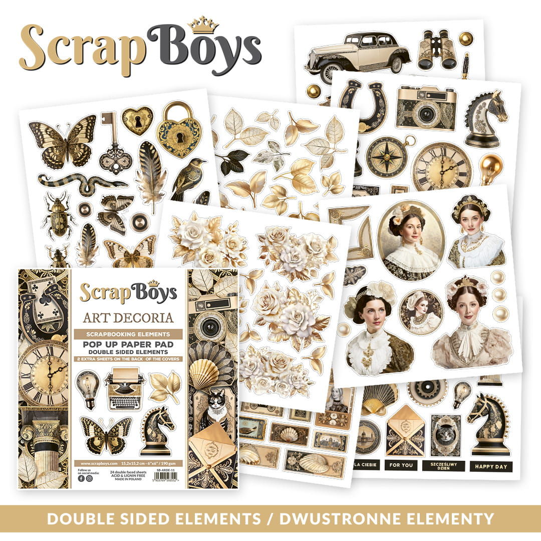 ScrapBoys  Art Decoria 11 POP UP 6"x6" Paper Set