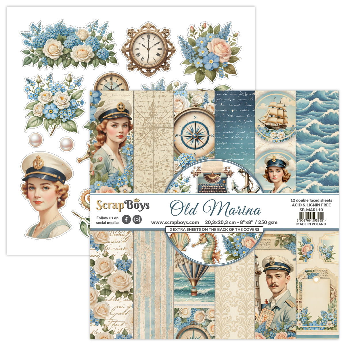 ScrapBoys Old Marina 10 8"x8" Paper Set