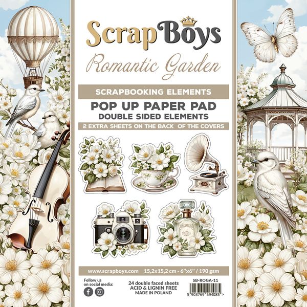 ScrapBoys Romantic Garden POP UP Paper Pad
