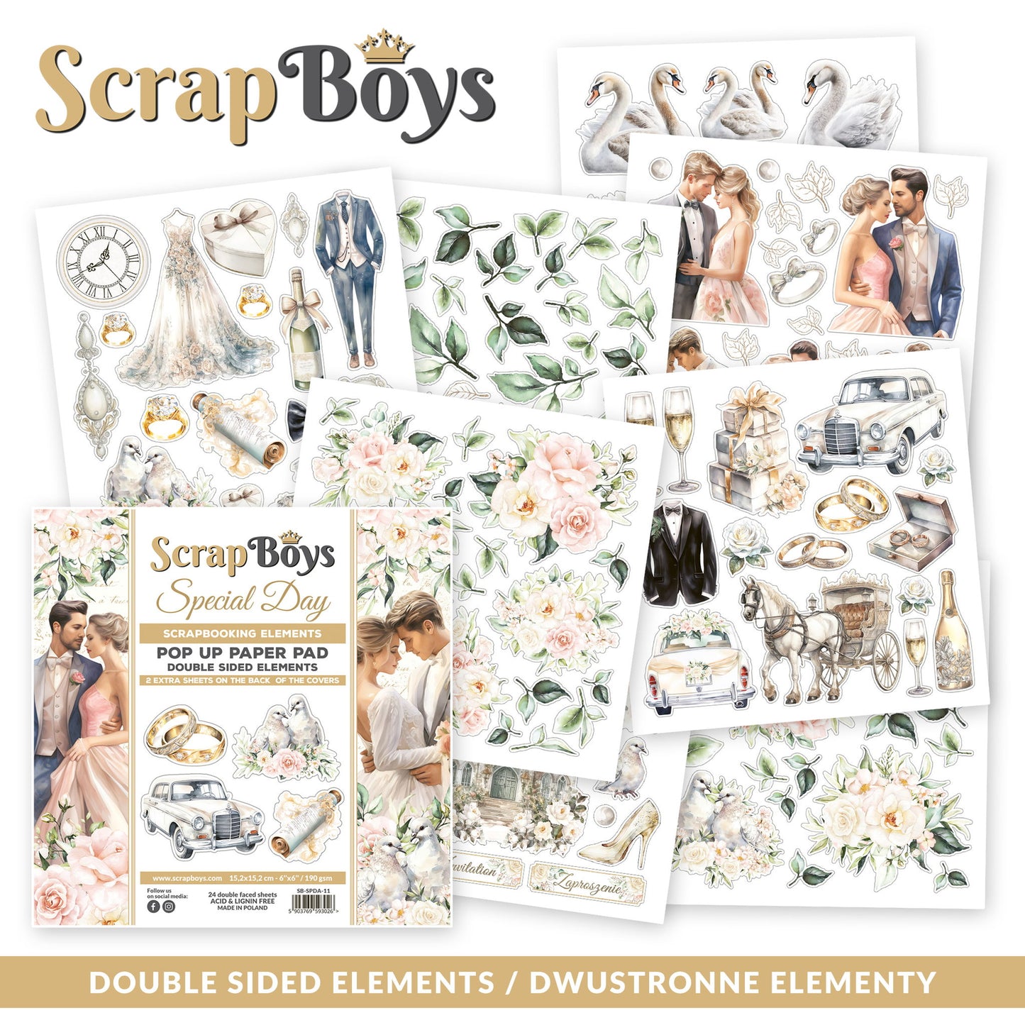 ScrapBoys Special Day 11 POP UP 6"x6" Paper Set