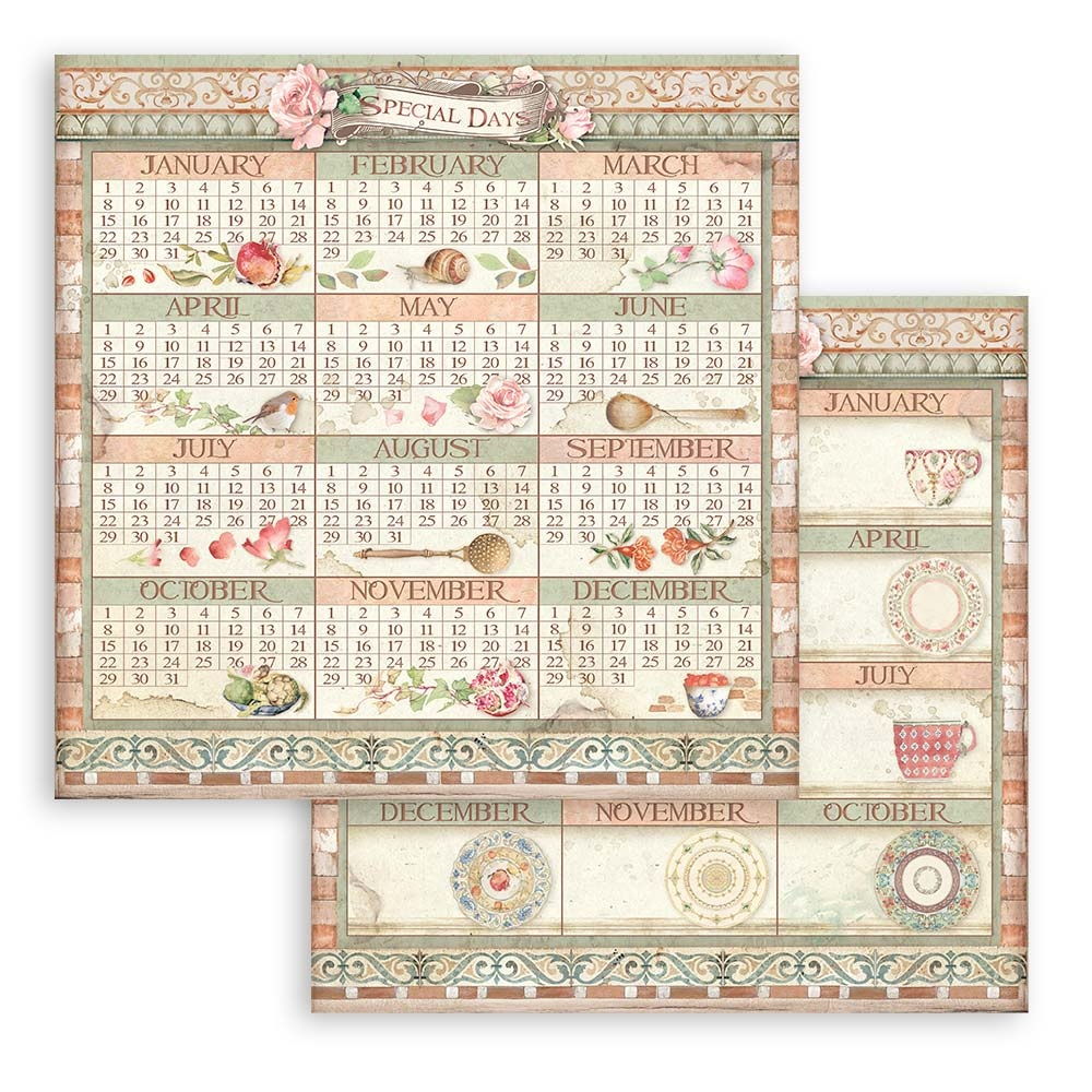 Stamperia  Casa Granada Calendar 12"X12" Double-Sided Cardstock - Single Sheet