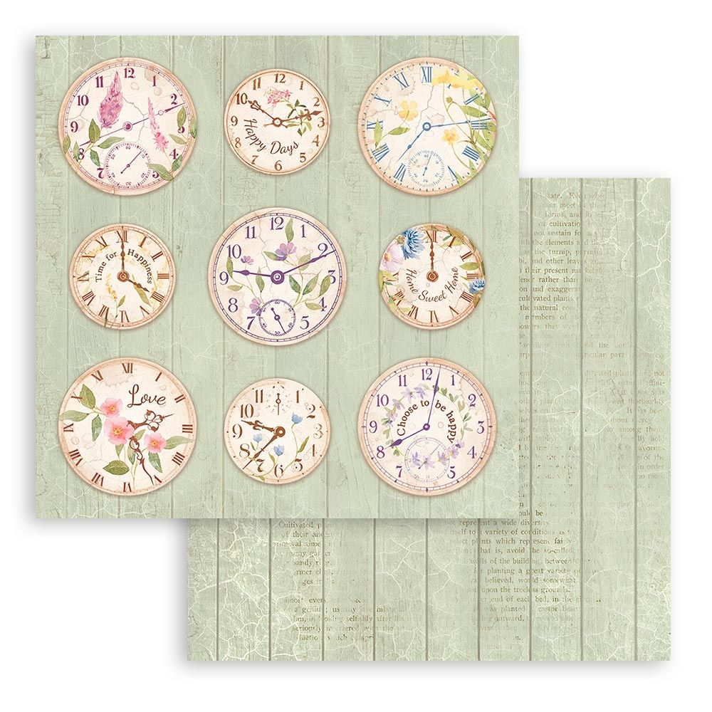 Stamperia Create Happiness Welcome Home Clocks 12"X12" Double-Sided Cardstock - Single Sheet