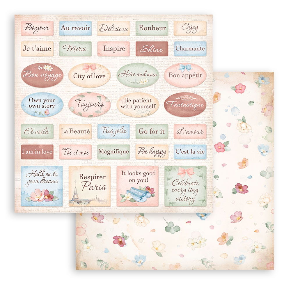 Stamperia Oh La La - Labels 12"X12" Double-Sided Cardstock - Single Sheet