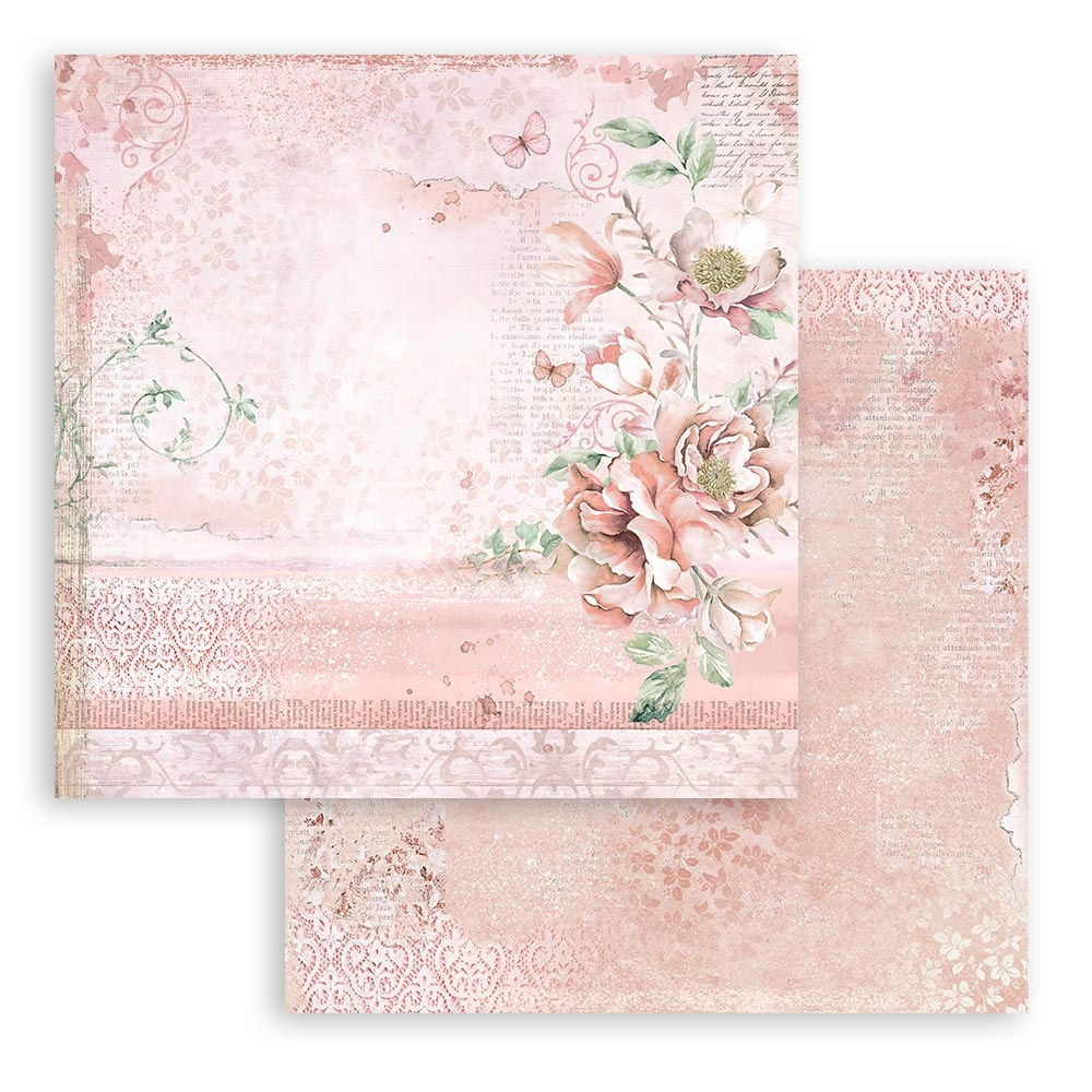 Stamperia Roseland Flowers Double-Sided Cardstock 12"X12" - Single Sheet