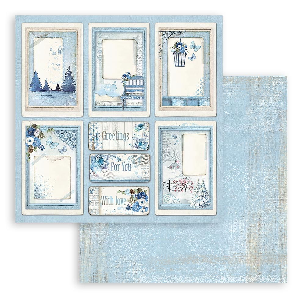 Stamperia Blue Land Cards 12"X12" Double-Sided Cardstock - Single Sheet