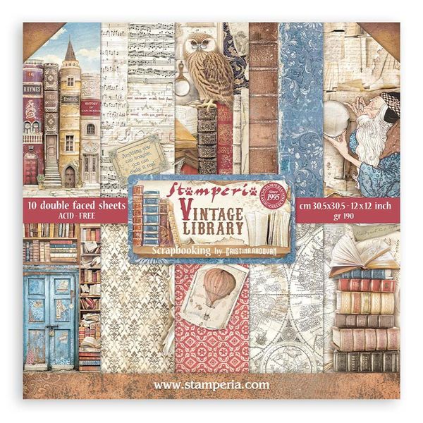Stamperia Vintage Library 12"x12" Paper Pack