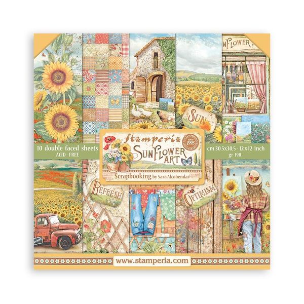 DISC - Stamperia Sunflower Art 12x12 10 sheets