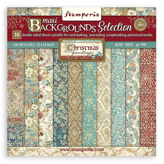 DISC - Stamperia Christmas Greetings Maxi Background Paper Pack