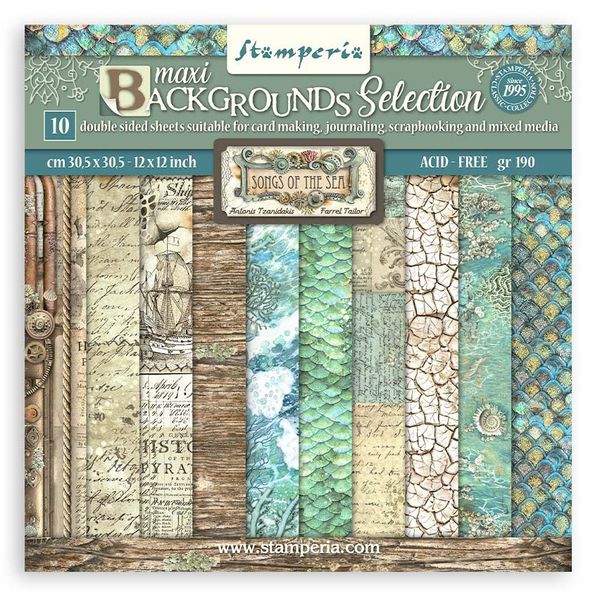 DISC - Stamperia Songs of the Sea Backgrounds 12x12 Paper Pad