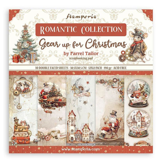 DISC - Stamperia Romantic Collection: Gear Up For Christmas 12X12 Paper Pack