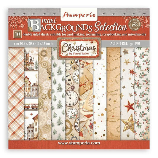 DISC - Stamperia Maxi Backgrounds Christmas 12X12 Paper Pad