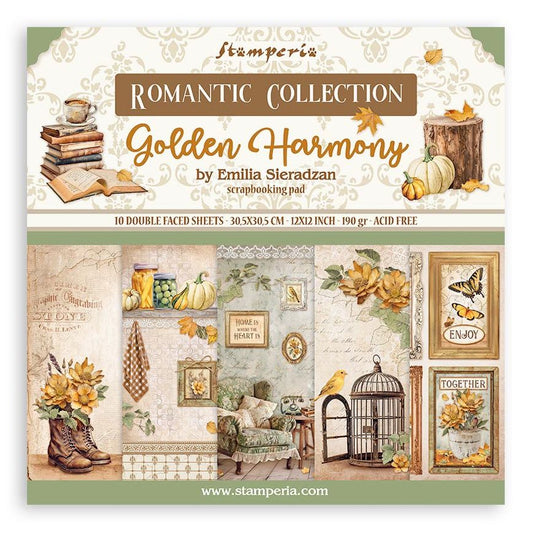 DISC - Stamperia Golden Harmony 12"X12" Double-Sided Paper Pad  - 10 sheets/pkg.