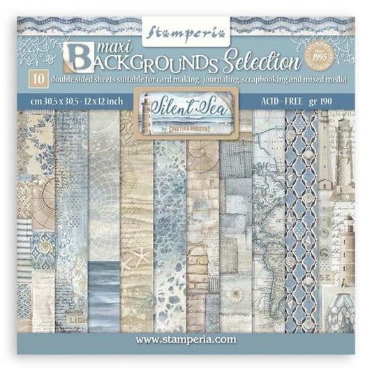 Stamperia: Silent Sea Backgrounds Double-Sided Paper Pad 12"x12" 10/Pkg