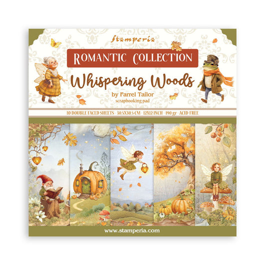Stamperia Whispering Woods 12x12 Double-Sided Scrapbooking Paper Padm, 10 sheets