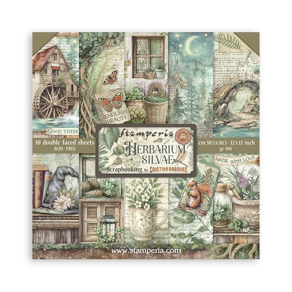 Stamperia Herbarium Silvae 12x12 Double-sided Paper Pad, 10 sheets