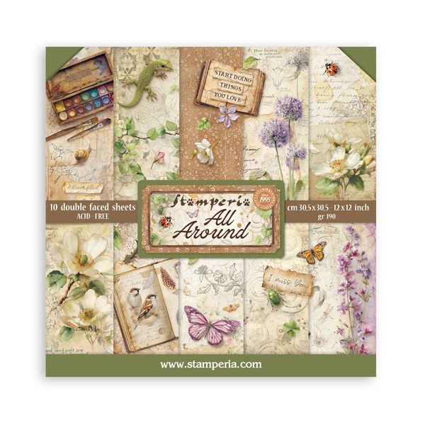 Stamperia All Around 12x12 Double-Sided Paper Pad, 10 sheets