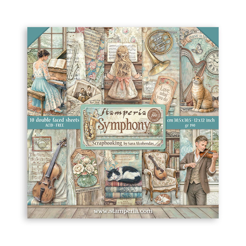 Stamperia Symphony 12"x12" Scrapbooking Paper Pad, 10 sheets