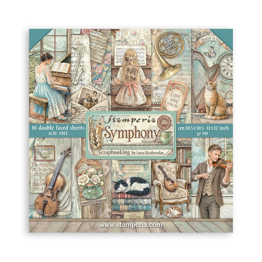 Stamperia Symphony 12"x12" Scrapbooking Paper Pad, 10 sheets