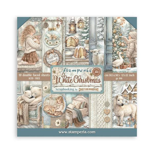 Stamperia White Christmas 12"x12" Paper Pad, 10 sheets