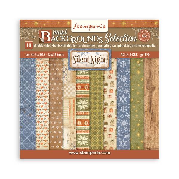 Stamperia Silent Night Backgrounds 12"x12" Double -sided Paper Pad, 10 sheets