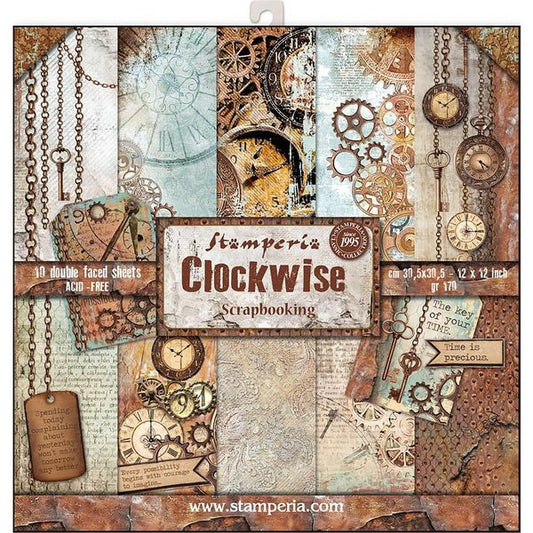 DISC - Stamperia Clockwise, 10 sheets, 12 x 12'