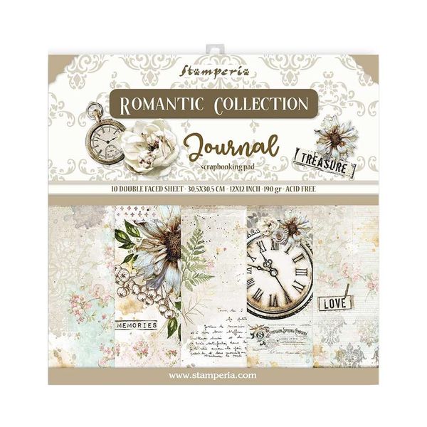 Stamperia Romantic Journal 12x12 Double-Sided Paper Pad, 10 sheets