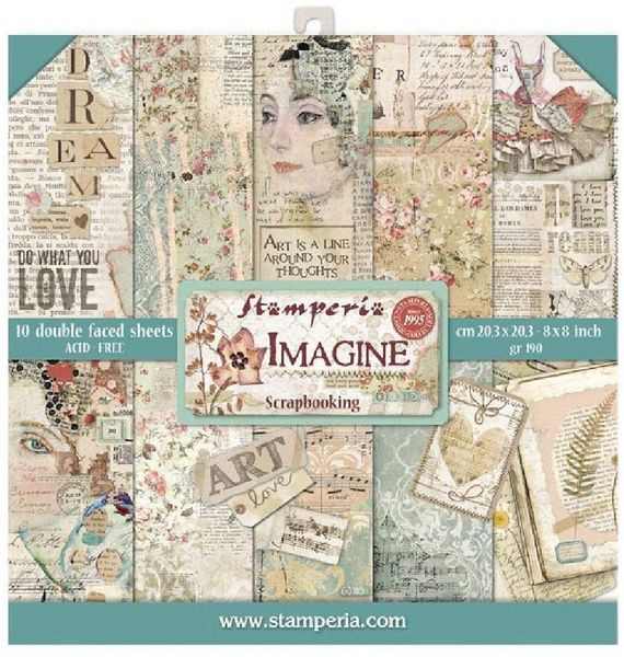 Stamperia Imagine 8x8 Paper Pack, 10 sheets