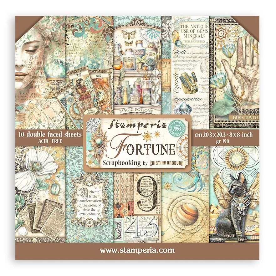 Stamperia Double-Sided Paper Pad 8"X8" 10/Pkg-Fortune