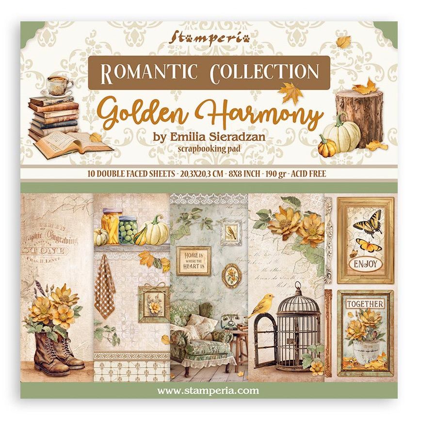 Stamperia Golden Harmony  8"X8" Double-Sided Paper Pad - 10 sheets/pkg.