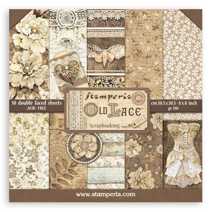 Stamperia Old Lace Double-Sided Paper Pad 8"X8" 10/Pkg