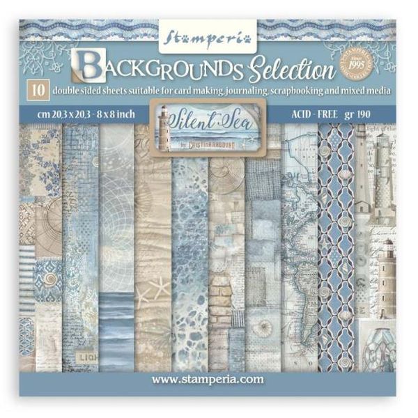 Stamperia: Silent Sea Backgrounds Double-Sided Paper Pad 8"X8" 10/Pkg