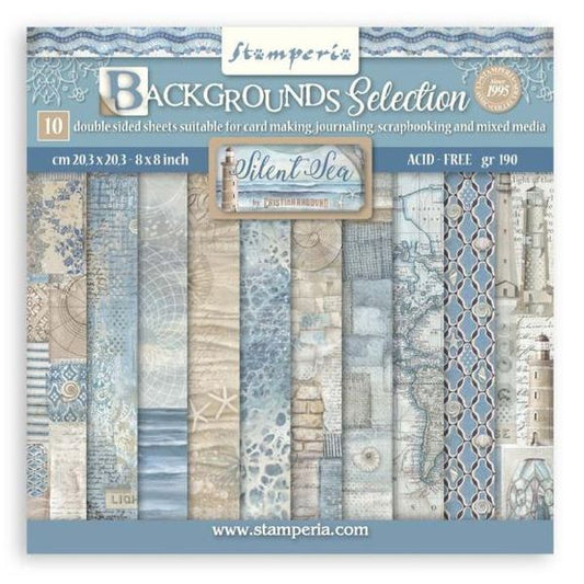 Stamperia: Silent Sea Backgrounds Double-Sided Paper Pad 8"X8" 10/Pkg