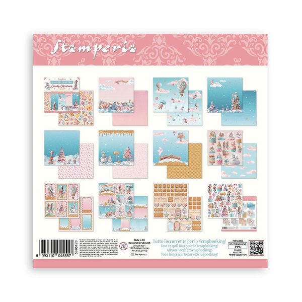 Stamperia Candy Christmas 8"X8" Double-Sided Scrapbooking Pad, 10 sheets/pkg.