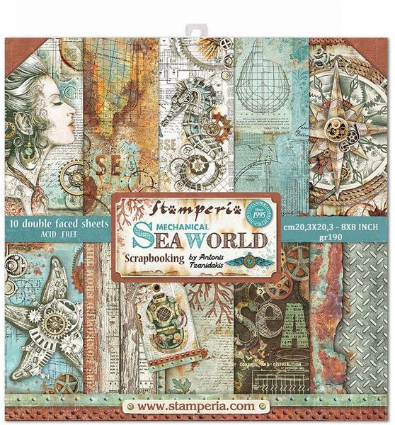 Stamperia Mechanical Sea World 8x8 Paper