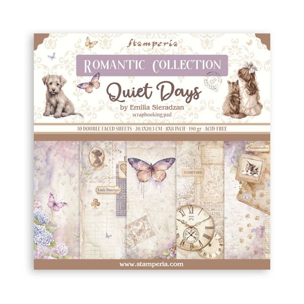 Stamperia Quiet Days 8"X8" Double-sided Paper Pad, 10 sheets