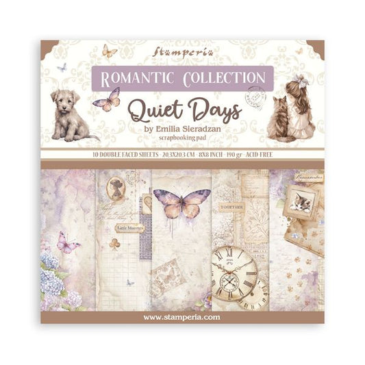 Stamperia Quiet Days 8"X8" Double-sided Paper Pad, 10 sheets