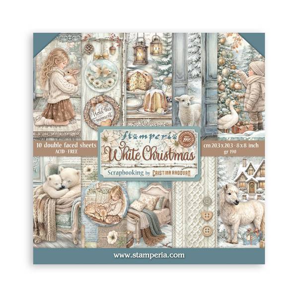 Stamperia White Christmas 8"X8" Double-sided Paper Pad,  10 sheets