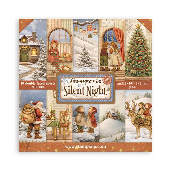 Stamperia Silent Night 8"X8" Double-sided Paper Pad, 10 sheets