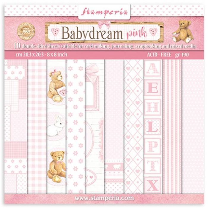 Stamperia Babydream Pink 8x8 paper