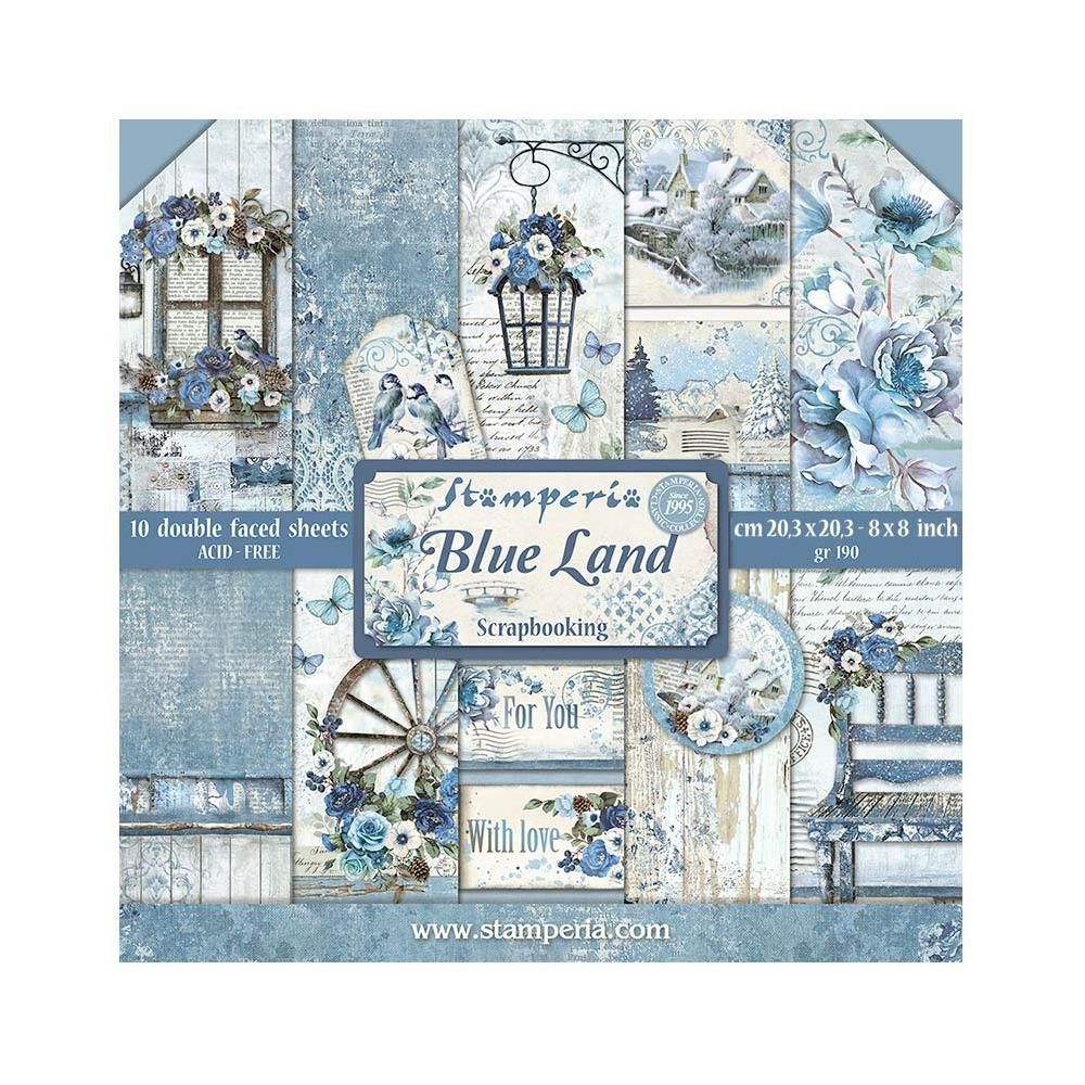 DISC - Stamperia Blue Land 8X8 Paper Pack