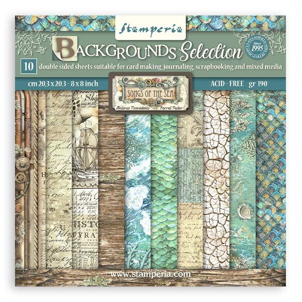 DISC - Stamperia Songs of the Sea Background Selections 8x8 Paper Pack
