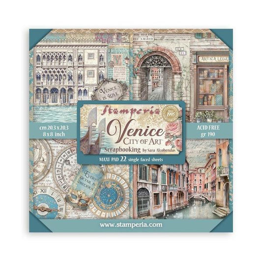 Stamperia Scrapbooking Venice City of Art Single-sided 8"X8" Paper Pad, 22 sheets/pkg.
