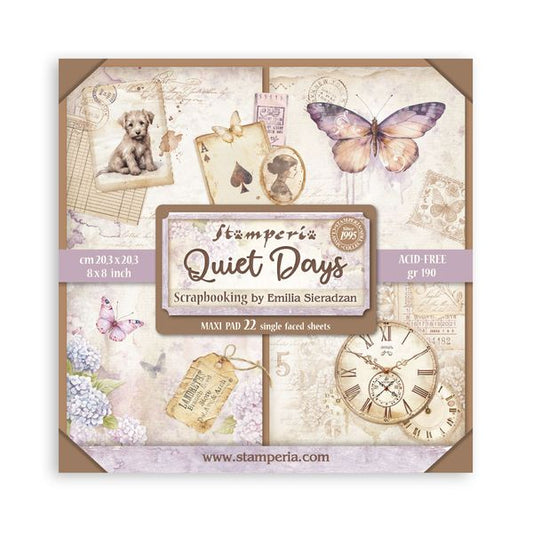 Stamperia Quiet Days 8"X8" Single-Sided Paper Pad, 22 sheets