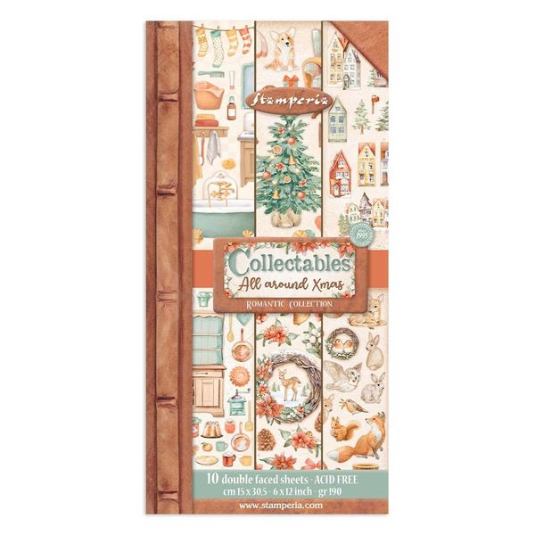 Stamperia All Around Christmas  6"x12" Collectables, 10 sheets