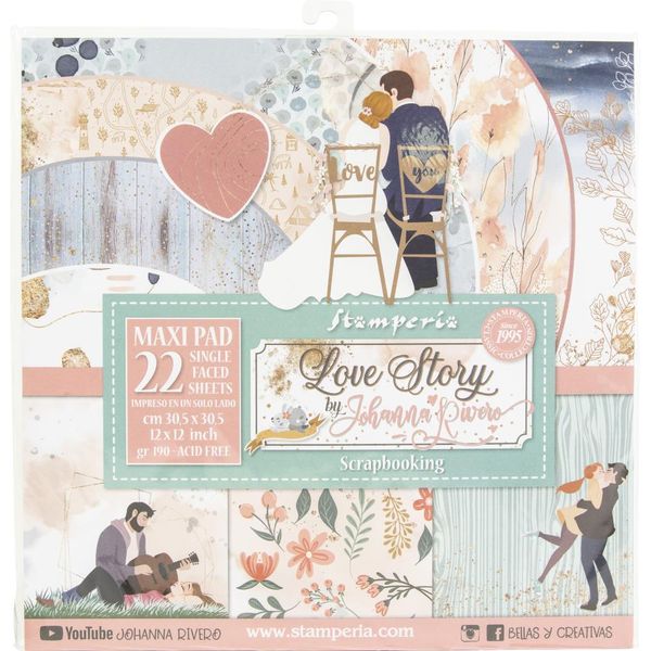 DISC - Stamperia Love Story Maxi Pack (22 sheet)